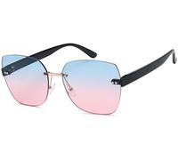styleBREAKER Ladies Sunglasses Frameless with Tinted Rectangular Polycarbonate Lenses, Plastic Temples 09020145, Colour:Frame Black/glass blue-rose gradient