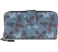 styleBREAKER Ladies Wallet with Colourful Butterfly Pattern, Vintage Design, Zipper, Purse 02040156, Colour:Petrol