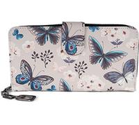 styleBREAKER Ladies Wallet with Colourful Butterfly Pattern, Vintage Design, Zipper, Purse 02040156, Colour:Light Grey-Blue