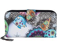 styleBREAKER Ladies Wallet with Colourful Floral Mandala Pattern, Ethno Style, Zip, Purse 02040040, Colour:Black-White-Turquoise-Pink
