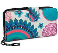 styleBREAKER Ladies Wallet with Colourful Floral Mandala Pattern, Ethno Style, Zip, Purse 02040040, Colour:White-Turquoise-Blue