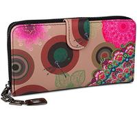 styleBREAKER Ladies Wallet with Colourful Floral Mandala Pattern, Ethno Style, Zip, Purse 02040040, Colour:Beige-Brown-Dark Brown-Pink