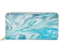 styleBREAKER Ladies Wallet with Marble Pattern, Zipper, Purse 02040152, Colour:Blue-Turquoise-White