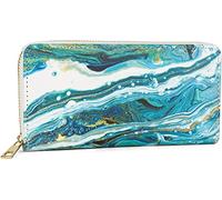 styleBREAKER Ladies Wallet with Marble Pattern, Zipper, Purse 02040152, Colour:Petrol-White-Turquoise