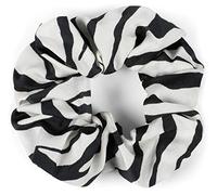styleBREAKER Ladies XXL hair tie with zebra pattern in animal print style, elastic, scrunchie, plait elastic, hair band 04027018, color:Black-White