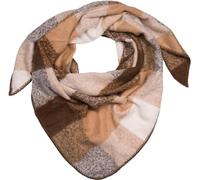 styleBREAKER Ladies XXL woven triangle scarf with colourful check pattern, triangle scarf plaid, winter scarf warm and soft, scarf 01020050, Colour:Brown-Light brown-White