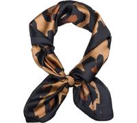 styleBREAKER Leopard Animal Print Scarf with Colorful Border, Silky Soft, Versatile Headband or Bandana for Women, 70x70 cm, Fashion Accessory, Brown-Black
