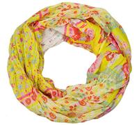 styleBREAKER Loop Scarf with Floral Allover Print Pattern Mix, Crash and Crinkle, Paisley, Dots, Flowers, Roses 01014008, Colour:Yellow