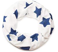 styleBREAKER loop tube scarf with stars and dots pattern, vintage look, reversible scarf, unisex 01018080, Colour:White