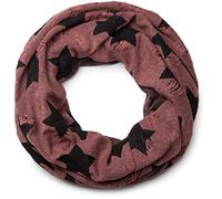 styleBREAKER loop tube scarf with stars and dots pattern, vintage look, reversible scarf, unisex 01018080, Colour:Red Brown