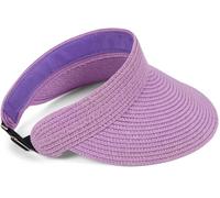 styleBREAKER Paper Straw Visor Cap Solid Color Sun Visor with Elastic Band and Hook and Loop Fastener Breathable Sun Hat for Women, Lilac