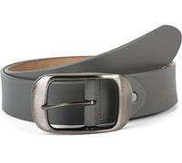 styleBREAKER plain real leather belt with a shiny finish and large buckle, adjustable, unisex 03010104, Colour:Grey, size:80cm