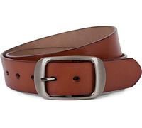 styleBREAKER plain real leather belt with a shiny finish and large buckle, adjustable, unisex 03010104, Colour:Cognac, size:100cm