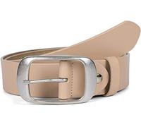 styleBREAKER plain real leather belt with a shiny finish and large buckle, adjustable, unisex 03010104, Colour:Beige, size:80cm