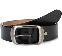 styleBREAKER plain real leather belt with a shiny finish and large buckle, adjustable, unisex 03010104, Colour:Black, size:90cm