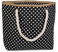 styleBREAKER Polka Dot Beach Bag Set with Cosmetic Bag 45x35x15cm | Cosmetic bag 17.5x10.5cm, zipper, 68cm cord handle, polka dot print, large main compartment.