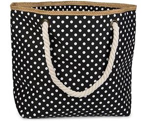 styleBREAKER Polka Dot Beach Bag Set with Cosmetic Bag 45x35x15cm | Cosmetic bag 17.5x10.5cm, zipper, 68cm cord handle, polka dot print, large main compartment.