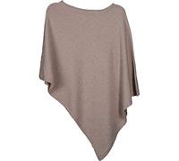 styleBREAKER soft fine knit poncho in plain, round-neck, ladies 08010042, Colour:Beige