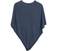 styleBREAKER soft fine knit poncho in plain, round-neck, ladies 08010042, Colour:Blue
