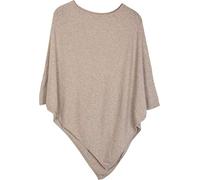 styleBREAKER soft fine knit poncho in plain, round-neck, ladies 08010042, Colour:Light beige