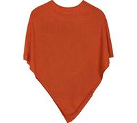 styleBREAKER Soft fine Knit Poncho in Plain, Round-Neck, Ladies 08010042, Colour:Orange