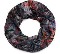 styleBREAKER splat-style loop tube scarf with blots and characters in destroyed vintage-look, unisex 01016119, Colour:Anthracite-Red-Blue-Yellow