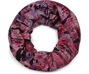 styleBREAKER splat-style loop tube scarf with blots and characters in destroyed vintage-look, unisex 01016119, Colour:Raspberry-violet-blue