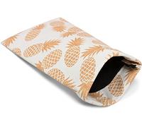 styleBREAKER sunglasses case with pineapple print and cleaning cloth, glasses pouch with snap fastening, ladies 09020076, Colour:White-Orange