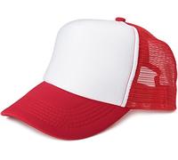 styleBREAKER Unisex 5-Panel Mesh Cap, Trucker Baseball Cap, Adjustable Click and Snap Closure, Cap 04023007, Colour:White-Red