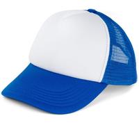 styleBREAKER Unisex 5-Panel Mesh Cap, Trucker Baseball Cap, Adjustable Click and Snap Closure, Cap 04023007, Colour:White-Royal Blue