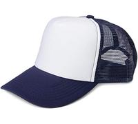 styleBREAKER Unisex 5-Panel Mesh Cap, Trucker Baseball Cap, Adjustable Click and Snap Closure, Cap 04023007, Colour:White-Navy