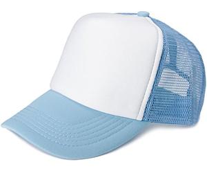 styleBREAKER Unisex 5-Panel Mesh Cap, Trucker Baseball Cap, Adjustable Click and Snap Closure, Cap 04023007, Colour:White-Light Blue