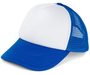 styleBREAKER Unisex 5-Panel Mesh Cap, Trucker Baseball Cap, Adjustable Click and Snap Closure, Cap 04023007, Colour:White-Royal Blue