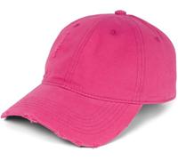 styleBREAKER Unisex Baseball Cap Destroyed Look with Rips, 6 Panel Cap Solid Color, Adjustable Buckle Basecap 04023092, Colour:Fuchsia