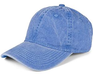 styleBREAKER Unisex Baseball Cap Vintage Look Adjustable 6-Panel Cappy in Washed Optic with Curved Visor Cotton Retro Cap for Men and Women, Washed Denim Blue