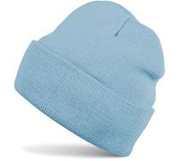 styleBREAKER Unisex Beanie Knitted Hat Solid Color, Fine Knit Double-Layer Warm Winter Knit Beanie 04024029, Colour:Light Blue
