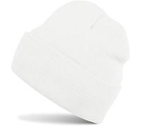 styleBREAKER Unisex Beanie Knitted Hat Solid Color, Fine Knit Double-Layer Warm Winter Knit Beanie 04024029, Colour:White