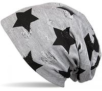 styleBREAKER Unisex Beanie,Stars and Dots, Light-Grey