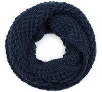 styleBREAKER Unisex Chunky Knit Loop Scarf Winter,Midnight-Blue/Dark Blue