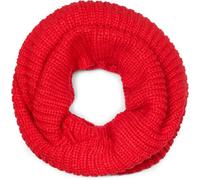 styleBREAKER Unisex Fine Knit Scarf, Solid Color Loop Tube Scarf, Fine Rib Winter Knit Scarf, Loop Scarf 01018112, Colour:Red