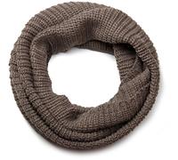 styleBREAKER Unisex Fine Knit Scarf, Solid Color Loop Tube Scarf, Fine Rib Winter Knit Scarf, Loop Scarf 01018112, Colour:Taupe