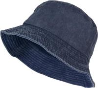 styleBREAKER Unisex Fisherman Hat Solid Color in Vintage Washed Look, Bucket Hat, Fabric Sun Hat Solid Color 04025045, Colour:Dark Blue
