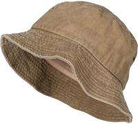 styleBREAKER Unisex Fisherman Hat Solid Color in Vintage Washed Look, Bucket Hat, Fabric Sun Hat Solid Color 04025045, Colour:Mud