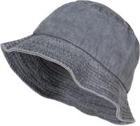 styleBREAKER Unisex Fisherman Hat Solid Color in Vintage Washed Look, Bucket Hat, Fabric Sun Hat Solid Color 04025045, Colour:Grey
