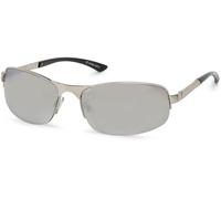 styleBREAKER Unisex Half Rim Sunglasses with Rectangular Polycarbonate Lenses and Spring Hinge, 09020051, Colour:Silver Frame/Mirrored Silver Glass