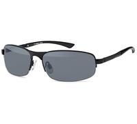 styleBREAKER Unisex Half Rim Sunglasses with Rectangular Polycarbonate Lenses and Spring Hinge, 09020051, Colour:Black Frame/Tinted Grey Glass