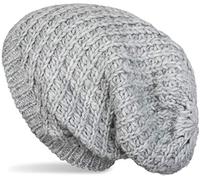 styleBREAKER Unisex Knit Beanie with Rough Knit, Long Slouch Beanie, Winter Knit hat 04024158, Colour:Light-Grey