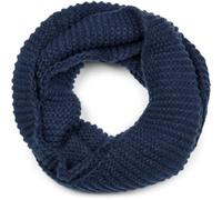 styleBREAKER Unisex Knitted Loop Scarf Unicoloured with wave pattern, warm winter knitted scarf, tube scarf 01018169, Colour:Dark Blue