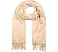 styleBREAKER Unisex Long Scarf Solid Color with Fringes, Winter Stole Warm Solid Colors, Soft Viscose Fabric Shawl 01017104, Colour:Beige