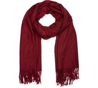 styleBREAKER Unisex Long Scarf Solid Color with Fringes, Winter Stole Warm Solid Colors, Soft Viscose Fabric Shawl 01017104, Colour:Claret-Red